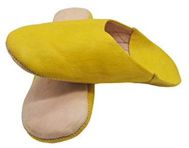 Marokkanische Hausschuhe aus authentischem Leder, handgefertigt von den besten Handwerkern Marrakeschs., Gelb - gelb - Größe: 39 EU