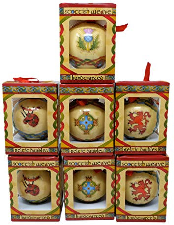 Royal Tara Weihnachtskugeln mit schottischem Emblem, 7 Stück
