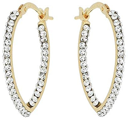 DelPia, Ohrringe V-Form aus 18kt Gold und Sterlingsilber 925 mit Kristallen (20mm)