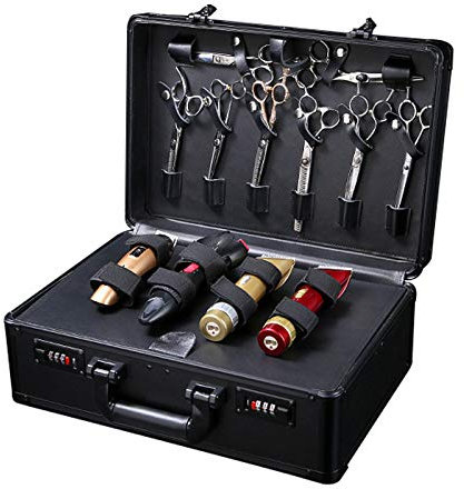 Friseurtasche Friseur Reisen Fall Tragbare Barber Werkzeugkoffer Werkzeugtasche Friseur Organizer Tasche Mobile Beauty Cosmetics Kulturbeutel Veranstalter Halter (Schwarz)