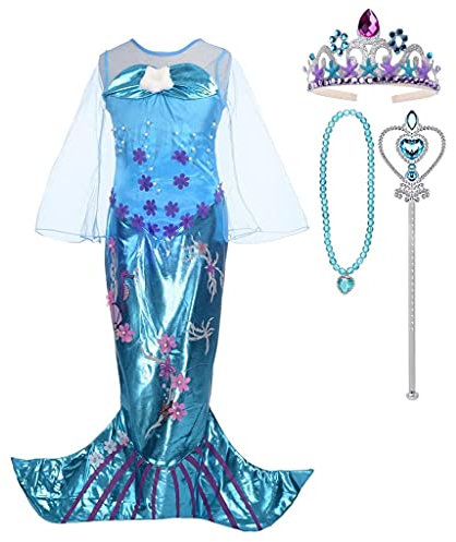 Lito Angels Prinzessin Meerjungfrau Kostüm Kleid Verkleidung mit Zubehör für Kinder Mädchen Größe 7 Jahre 122