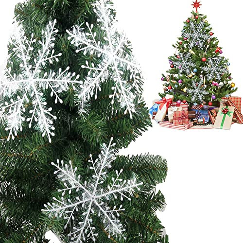 Fiocchi di Neve Decorativi Natale,30pcs Decorazioni Fiocchi Neve,Fiocchi di Neve di Glitter,Fiocchi Neve Natale,Bianco Fiocco di Neve da Appendere Decorazioni,per Decorazione Albero di Natale