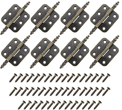 ECSiNG 8 cerniere antiche per porta con viti, stile retrò, cerniere in ferro, per cassette di legno, armadio, cassetto, portagioie in bronzo