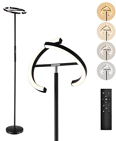 GOPLUS LED Stehlampe, Stehleuchte mit 4 Farbtemperatur & Stufenloses Dimmen, Standleuchte mit Fernbedienung & Touch-Steuerung, Memory-Funktion & Timing-Funktion, Schwarz