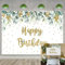 Greenery Happy Birthday Background Gold and Green Eucalyptus Leaves Party Decorations Green Leaves Baby Shower Birthday Photography Background Photo Booth (2.1x1.5 m)