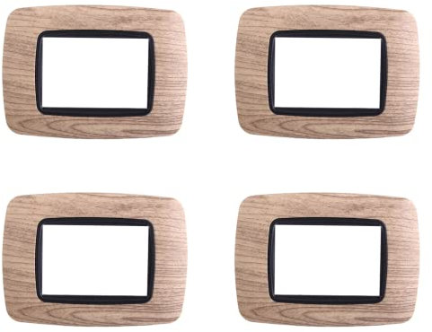 4 Pezzi Placche Compatibile Con Bticino Living, Placche Plastica Bombata (3 Posti/Moduli,Legno Scuro)
