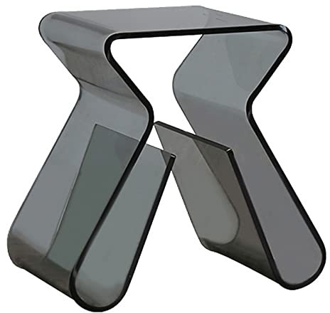 CHEMYO Acryl-Beistelltisch, Beistelltisch, Hocker mit Stauraum, moderner Zeitungsständer, durchsichtig, Couchtisch für kleine Räume, Wohnzimmer, Büro,Grau