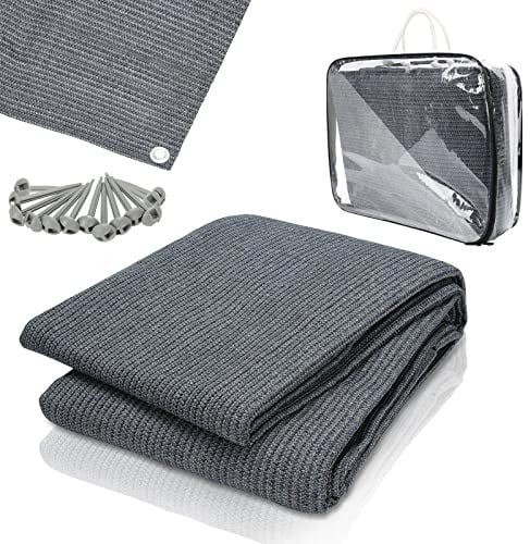 Ansobea Vorzeltteppich 4 x 4 m Outdoor Camping Teppich Zeltteppich mit 12 Löchern, 13 Heringe und Tragetasche HDPE Zeltunterlage Atmungsaktiv Campingteppich rutschfest Campingmatte Grau Blau