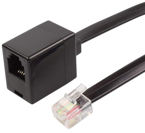 CABLEPELADO Cavo prolunga telefono RJ11, prolunga cavo telefonico, cavo modulare 6P4C, cavo Western RJ11, cavo prolunga telefono fax modem router DSL VDSL ISDN Internet, nero, 10 metri