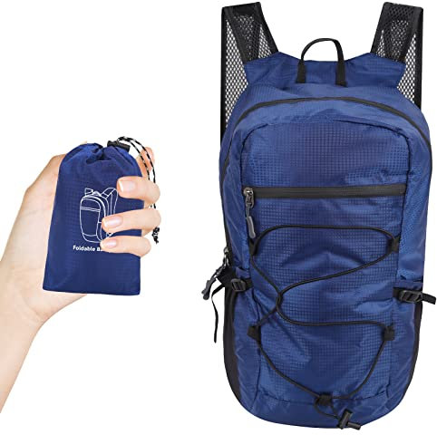 TSLBW Faltbarer Rucksack, Wasserdichter Wanderrucksack mit Aufbewahrungstasche Multifunktionaler Tagesrucksack für Outdoor-Sport Reisen Wandern Wandern Camping Radfahren (Blau)