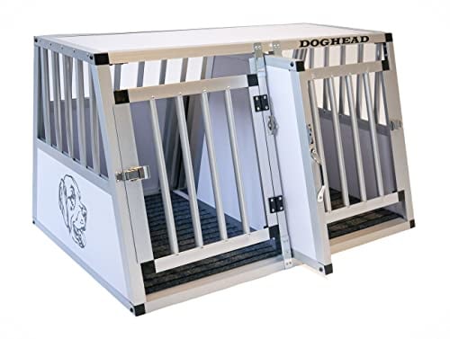 Doghead Alu Hundetransportbox 90x65x55 Comfort Reisebox Hundebox Transportbox Hundegitter Autobox