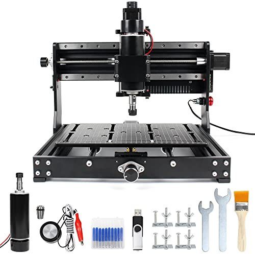 RATTMMOTOR Fresatrice CNC 3020 Plus, 3 assi CNC router per incisione GRBL controllo,XYZ area di lavoro 300 x 200 x 72 mm, motore mandrino 500 W, con finecorsa e fresa CNC di emergenza