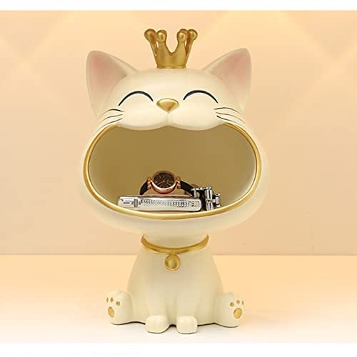 Tauzveok Katzen Schlüsselschale Deko, Big Mouth Katze Aufbewahrungsbox Für Schmuck, Schreibtisch Organizer, Obstschale, Schlüssel Aufbewahrung, Lucky Geschenk,Light Yellow