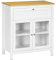 HOMCOM Aparador de Cocina Moderno Mueble Buffet Auxiliar con Cajón Estante Ajustable y 2 Puertas de Vidrio Armario de Almacenamiento para Salón Comedor 80x40x90 cm Blanco
