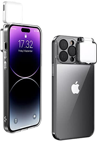 CEXHG with LED Selfie Light for iPhone 14 Pro Max Case Light up case Rechargeable Compatible-Live-Makeup-TIK Tok-Video- Selfie Illuminate for Women Clear