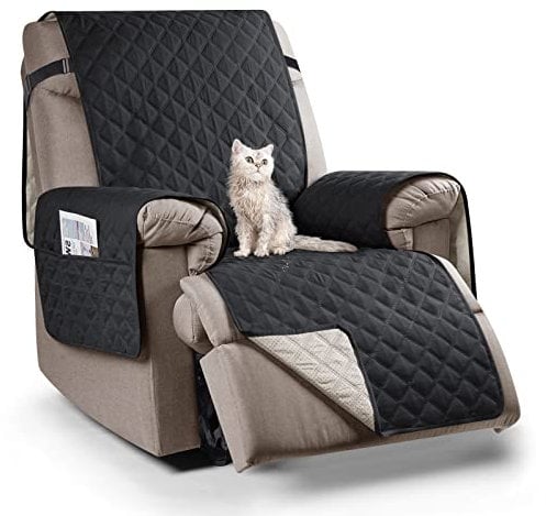 TAOCOCO Wende Sesselschoner Sesselauflage Relax mit Armlehnen und Taschen, Wasserdichter Sofabezug mit Gummiband, Geeignet für 22 Zoll Breit Fernsehsessel, Liegesessel, Sessel (1 Seater Black)