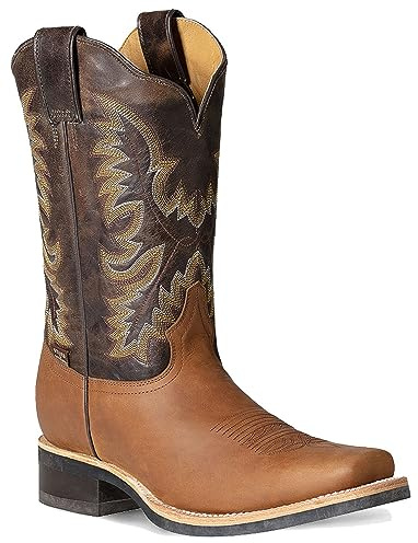 STARS & STRIPES WB-55 Unisex-Cowboystiefel Braun – Handgefertigte Rindsleder-Boots mit Stickereien & Goodyear-Sohle