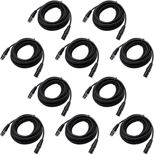 Kanayu 10 Pack DMX Cables 26.3ft 3 Pin XLR Male to Female Stage Light
