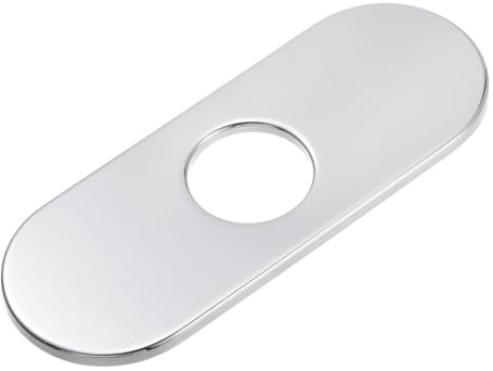 uxcell Plaque de pont en acier inoxydable pour robinet d'évier de salle de bain ou de cuisine, ovale argenté 15,2 cm