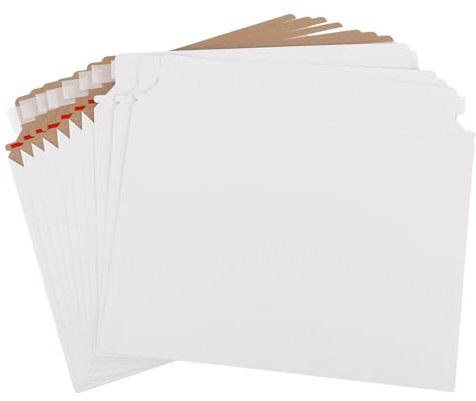 MUXHEL 50 Stück Din A4 Versandtaschen aus Karton, 229 x 324mm Weiß Vollpappe Umschläge Briefumschläge, 450g Selbstklebend Pappe Kartonkuverts für Dokumente Fotos Privatpost
