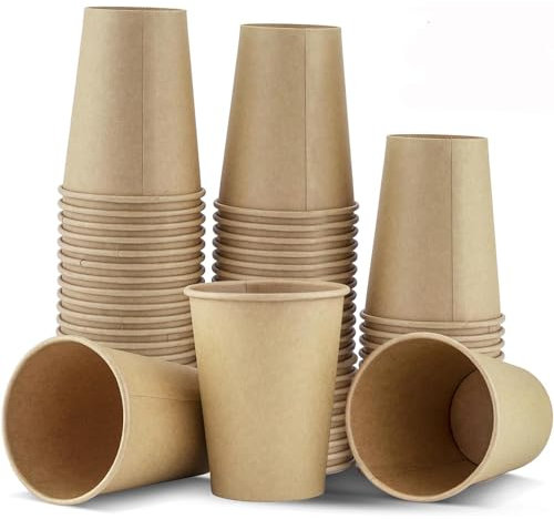 Naturalpackfoods 1000 Vasos de Cartón Desechables Café | Vasos para Café de 200ml / 7oz | Reciclables para Bebidas Calientes y Frías Café Té Oficinas y Bares | Vaso Kraft 200cc - 1000unids
