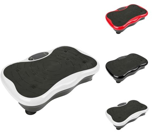 Vibrationsplatte mit Ultra leiser Motor, 95 Stufen + 5 Trainingsprogramme, Bis 120KG, mit Fernbedienung, Trainingsbänder, LCD-Display, fur Ganzkörpertraining Fett verlieren (Schwarz und weiß)