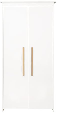 roba Kleiderschrank 2-türig Lilo - Kinderschrank mit modernen Holzgriffen aus Holz für Baby- & Kinderzimmer - Weiß/Natur