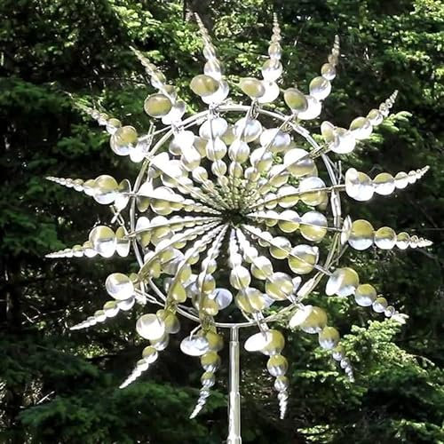 Einzigartige und magische Metall-Windmühle - Outdoor Magic Windmühle 3D Wind Kinetic Skulptur Bewegen Sie Sich mit dem Geeignet für Garten, Terrasse, Rasen, Innenhof Landschaft Dekoration