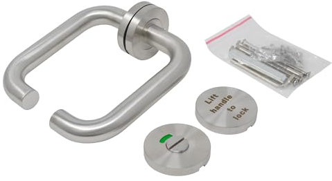 ZEROplus Accessibility Bathroom Door Lever and Lock Set, Lift to Lock Design, Stainless Steel