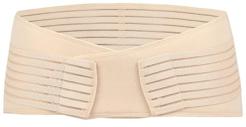 WANYI Post Partum Ceinture Maintien Bassin Ajustable Correction du Bassin Ceinture pour Soulage les Douleurs Sciatiques Pelviennes Ceinture Femme Enceinte (Beige, L)