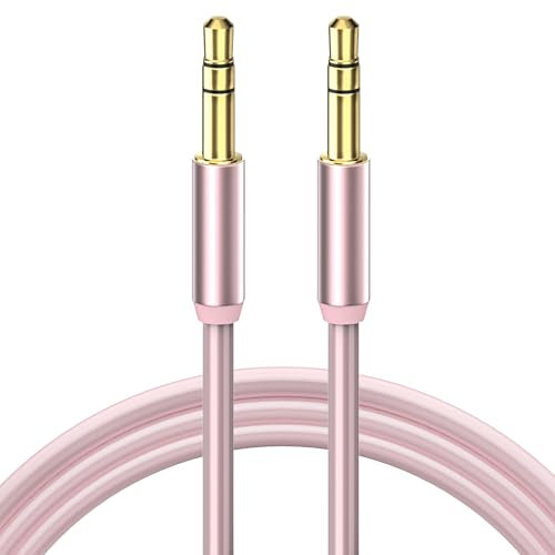 AGPTEK Câble Jack Audio 3.5mm Mâle vers Mâle Câble Auxiliaire Stéréo pour MP3, iPhone, iPod, iPad, Samsung, Casque, Voiture, Autoradio, 1M Rose