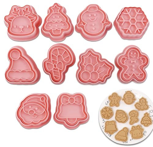 DUGEGAYL 10 Piezas Moldes Galletas, Cortadores de Galletas, Cookie Cutter, Moldes Galletas Navidad, Cortadores de Galletas de Navidad