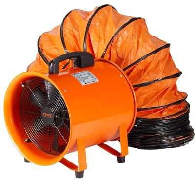 VEVOR Bauventilator 900-W-AC-Motor Baugebläse 2850 U/min Baulüfter Gebläse 5175 CFM (8792 m3/h) Axiallüfter 5 m Schlauch Axialgebläse 79 dB Geräuschpegel Industrielüfter IP44