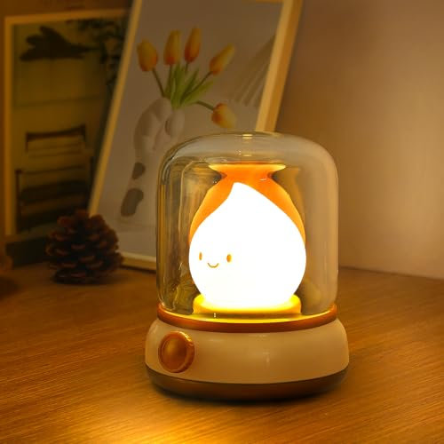 VoMii Nachttischlampe Nachtlicht Dimmbar, Kabellose Nachttischlampe mit Timer, Kleine Tischlampe, Campinglampe, 2 Modi, Warmes Nachtlampe,Wiederaufladbares Batterie-Nachtlicht für Kinder/Erwachsene