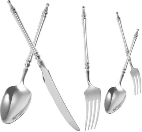Amosfun Cubiertos Occidentales De Vajilla De Acero Inoxidable Tenedor Cuchara Cortador Para Casa y Camping