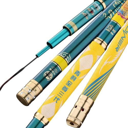 YADLCR 3.6m-12m Canne à pêche 20H 19 Action Canne à pêche télescopique en Carbone pour carpes et esturgeons(10m)
