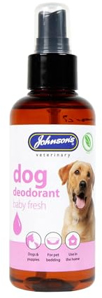 Johnson's Hunde-Deospray – 150 ml, Babypuder, Hundespray, Geruchsneutralisierer-Spray und Haustier-Geruchsvernichter für Haus, Bettwäsche und Hundeparfüm