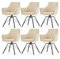TUKAILAI Esszimmerstühle drehbar 6er-Set, Drehbare Küchenstuhl Samt, Ergonomischer Polsterstuhl mit Armlehnen Rückenlehne Metallbeine, Moderne Sessel für Esszimmer Wohnzimmer Küche, Creme