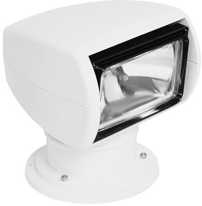Marine Fernbedienung Boot Scheinwerfer Ferngesteuerter Suchscheinwerfer 100W Halogen Schiffsscheinwerfer Mit 355° Rotation 800M Leuchtweite Ip66 Wasserdicht FüR Boote Jachten Fischen 2300Lm 4300K