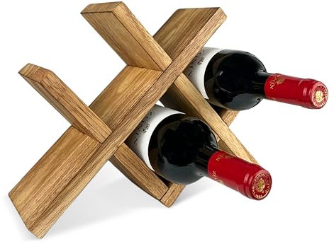 Målick Weinregal klein aus Massivholz, Flaschenregal, Weinflaschenhalter, Weinhalter, Rustikales Weinregal für 4 Flaschen, Flaschenständer, Weinregal schmal (Rustikal geflammt)