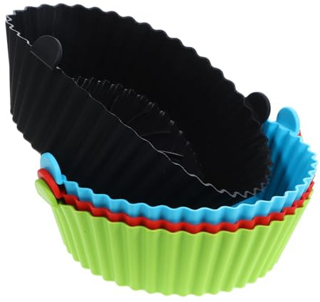 WATIIFUFU 4pcs Silicone Air Fryer Basket Liners Set, 20.5cm Diameter, Reusable Non-Stick Silicone Pads Compatible 1-3.5 Quart Air Fryers, Cooking Oven Accessories for Healthy Frying