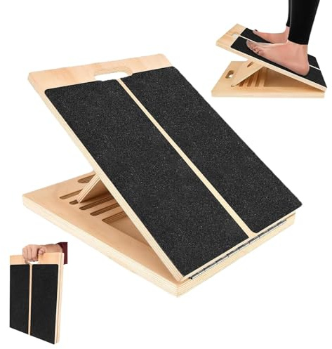 Wadendehner Schrägbrett aus Holz, Slant Board mit 5 Winkeln, Balance Board aus Holz mit Tragegriff, Gleichgewichtstrainer für Übung Körper Gleichgewicht Strecken Beinmuskeln