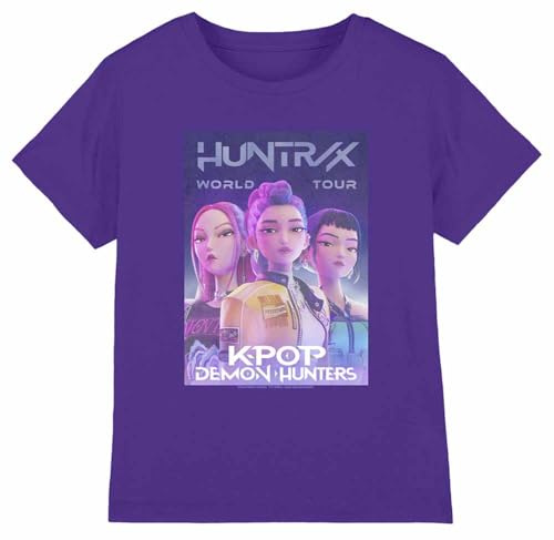 K-Pop Demon Hunters - Huntrix Huntr/X World Tour Billboard Kids T Shirt, Purple, 3-4