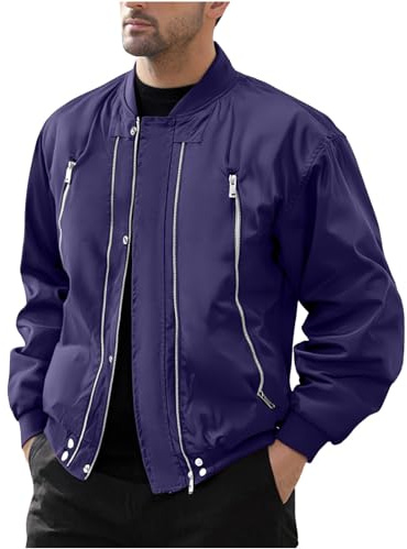 MEIHAOYIT Herren Übergangsjacke Outdoor Herbstjacke Männer Cargo Jacke Leichte Freizeitjacke Stehkragen Strickjacken für Herren Sportjacke Arbeitsjacke Blouson Herrenjacke Oberteil M-5XL