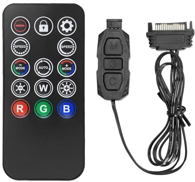ARGB Controller RUIZHI Controller ARGB con Telecomando 5V 3-Pin RGB Controllore Regolatore dimmer ARGB SATA Power 14 Key Remote Control Switch Colors Per Controllore di illuminazione