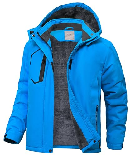 Zoofly Giacca Invernale Bambini Giacca da Neve Ragazzi in Pelo Caldo Giacca da Sci Impermeabile con Cappuccio XS(4-5) Blu