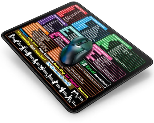 Abetcabe Excel Shortcuts Mouse Mat 300 x 250 x 3 mm Mouse Pad for Office | Waterproof Excel Cheat Sheet Mousepad Small, Anti-Slip Rubber, Stitched Edge for Office and Home
