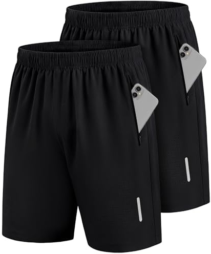 UUMIAER Sporthose Herren Kurz Schnell Trocknend mit Reisverschlusstaschen | Sport Shorts Kurze Hosen Geeignet für Verschiedene Freizeit und Sport Gelegenheiten