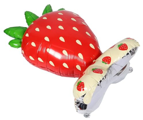 TOPBATHY Stehender Erdbeerballon aus Aluminiumfolie mit Realistischem Design und Wiederverwendbar Sommerferien Dekoration für Indoor Party und Geburtstagsfeiern