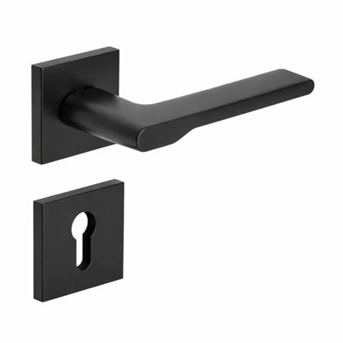 INOVO CONCEPT Slim Türgriffe Innentüren, Drückergarnitur aus Zinkdruckguss, Griff Universales, Quadrat + 17 PZ, Schwarz